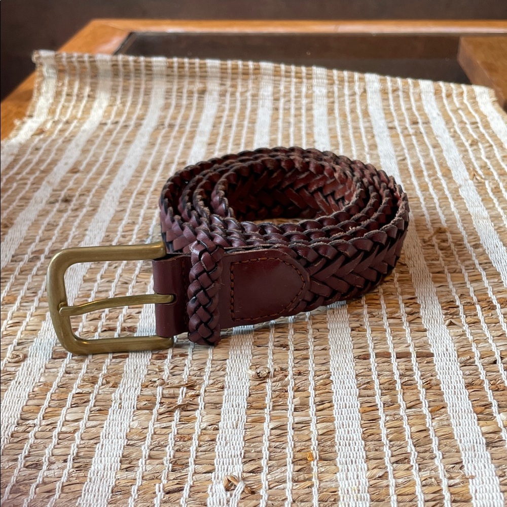 Brooks Brothers Woven Leather Belt with Brass Buckle, size 38